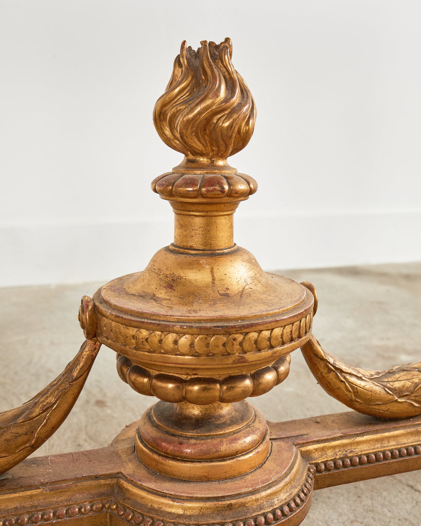 19th Century French Empire Neoclassical Marble Top Console Table