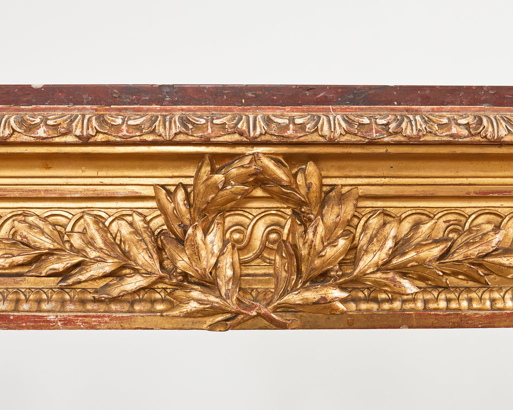 19th Century French Empire Neoclassical Marble Top Console Table