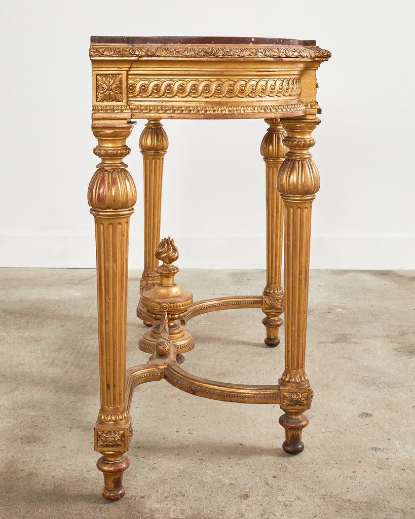 19th Century French Empire Neoclassical Marble Top Console Table