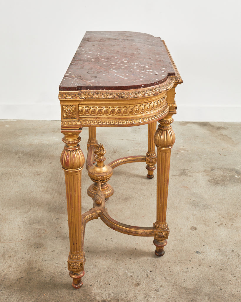 19th Century French Empire Neoclassical Marble Top Console Table