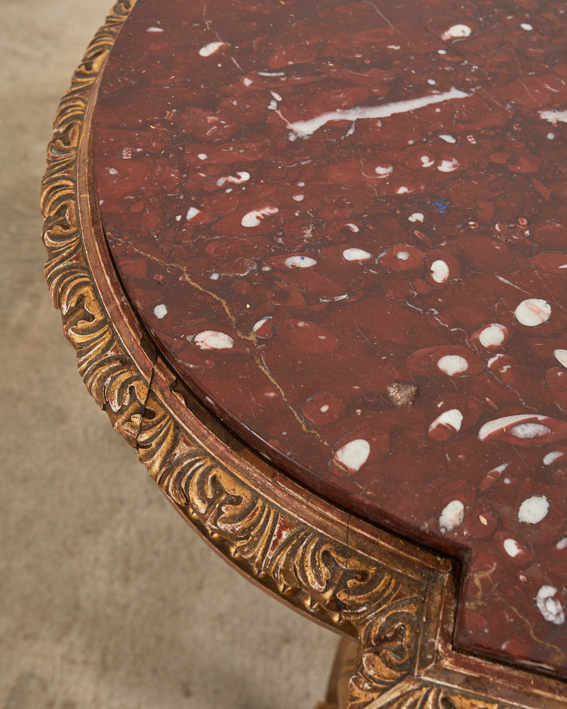 19th Century French Empire Neoclassical Marble Top Console Table