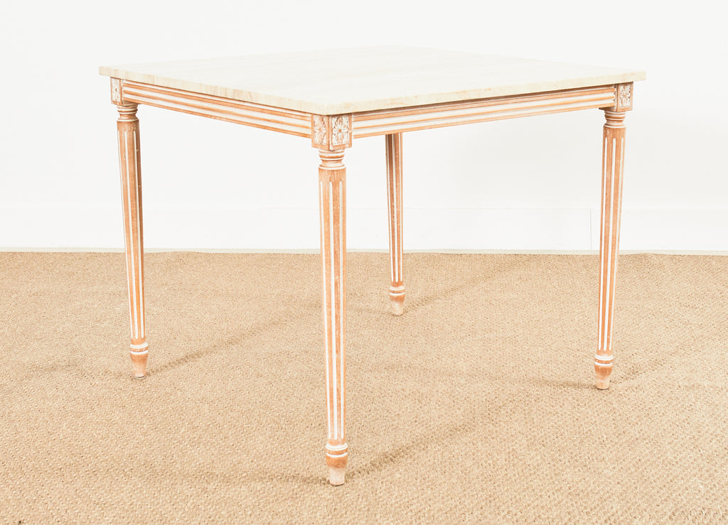 Louis XVI Style Travertine Top Dining Table or Game Table