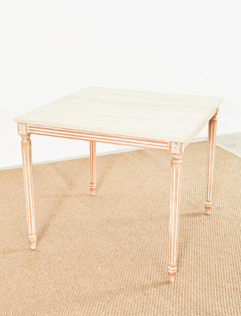 Louis XVI Style Travertine Top Dining Table or Game Table