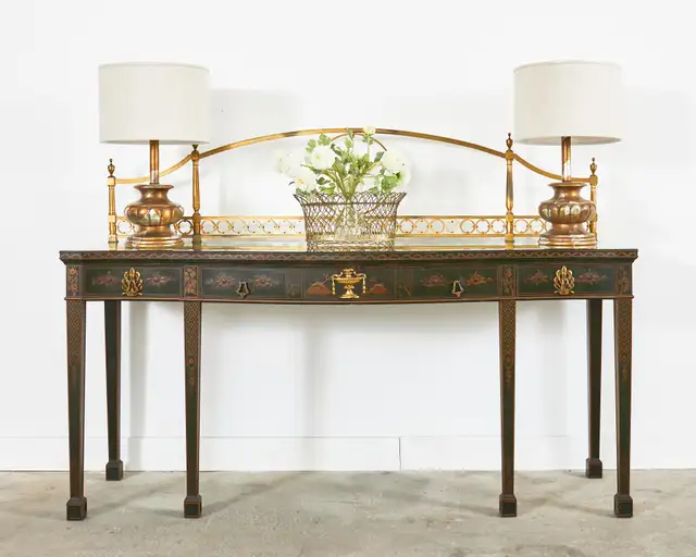 George II Style Mahogany Chinese Chippendale Lacquered Huntboard Sideboard