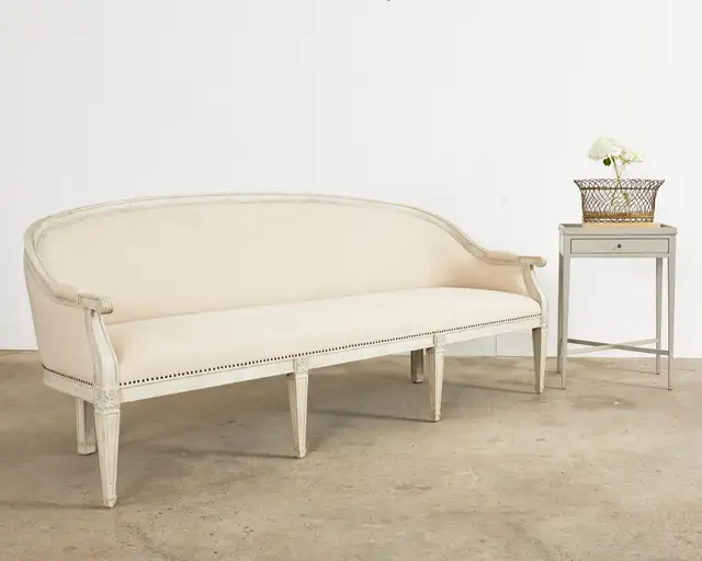 Neoclassical Swedish Gustavian Style Lacquered Cabriole Sofa Settee