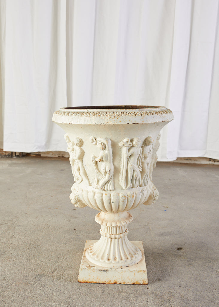 Pair of English Neoclassical Style Iron Garden Urns