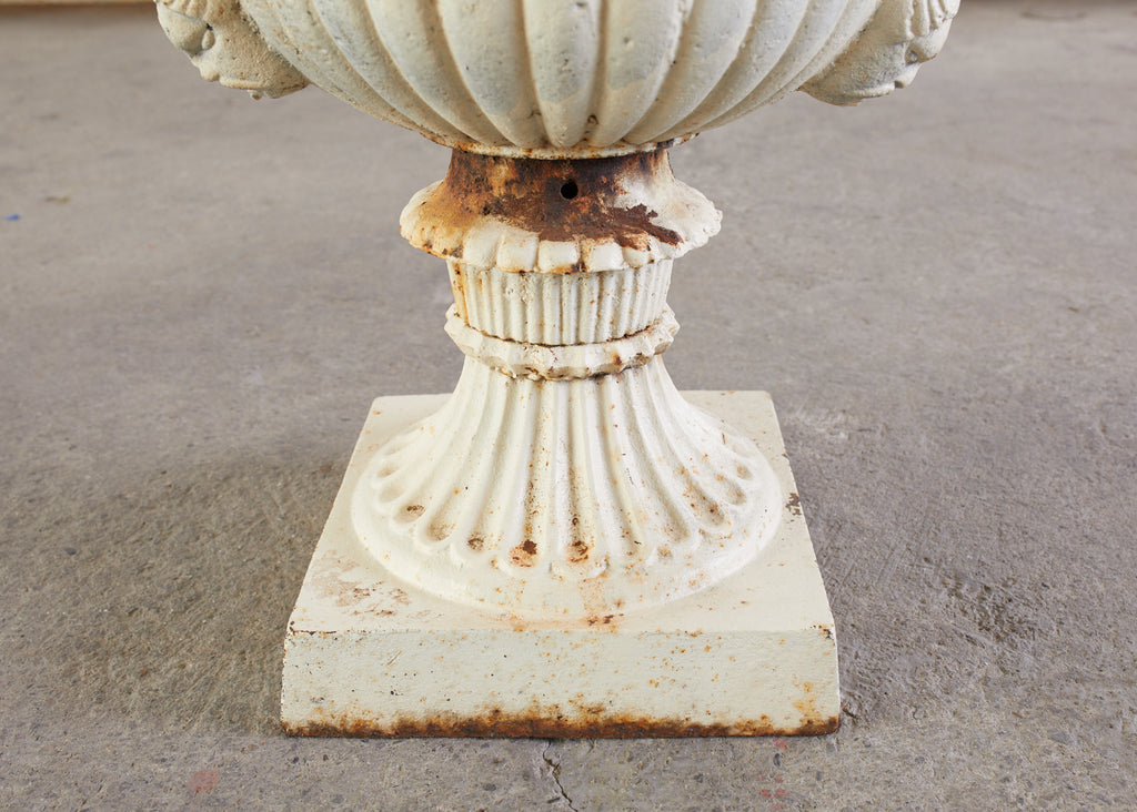 Pair of English Neoclassical Style Iron Garden Urns