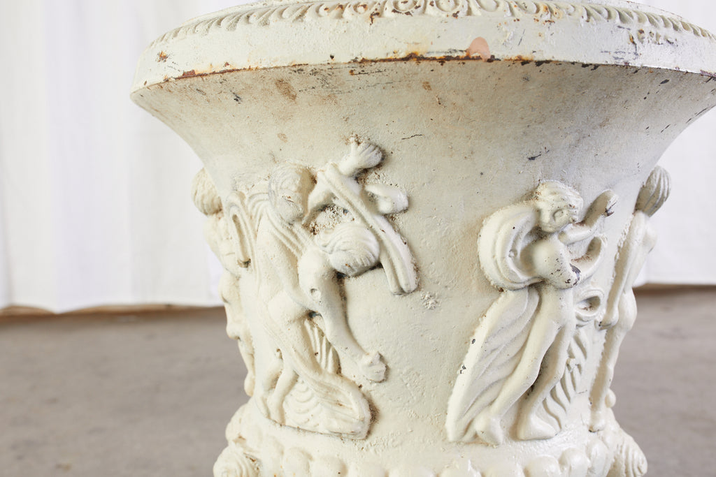 Pair of English Neoclassical Style Iron Garden Urns