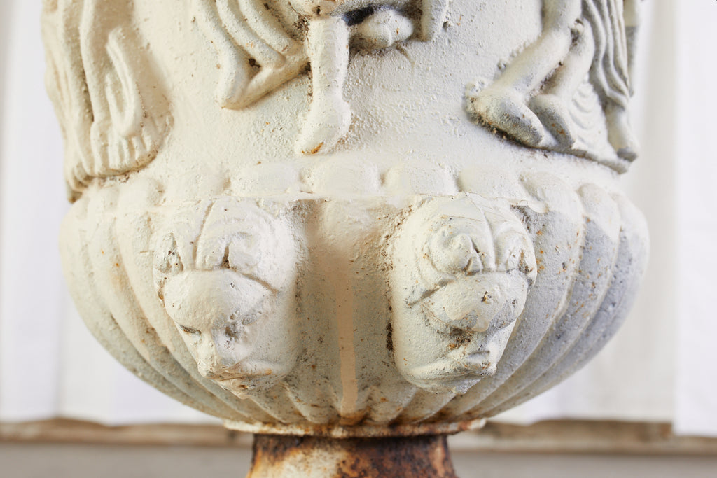 Pair of English Neoclassical Style Iron Garden Urns