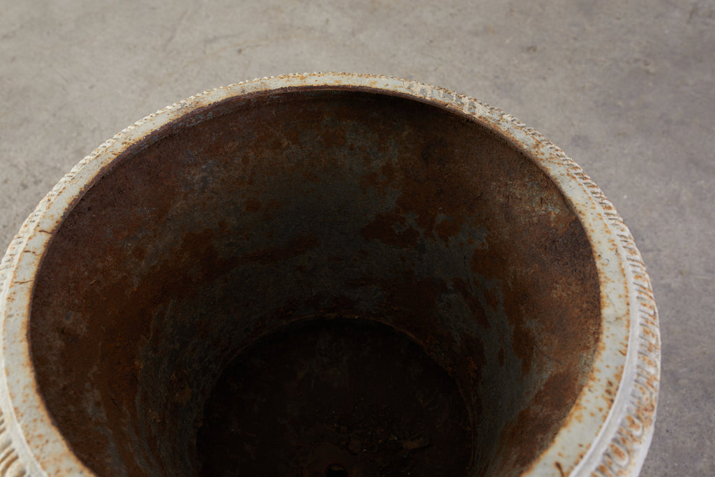 Pair of English Neoclassical Style Iron Garden Urns