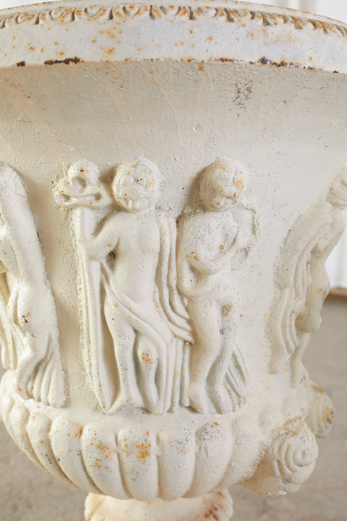 Pair of English Neoclassical Style Iron Garden Urns