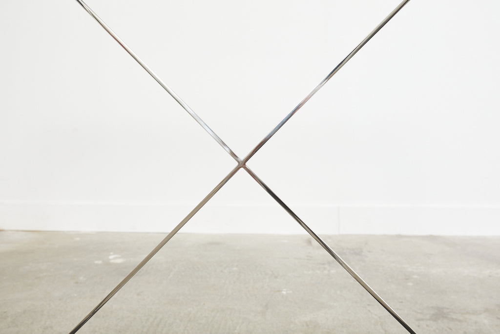 Neoclassical Style Two Shelf Nickel Plated Bookcase Console