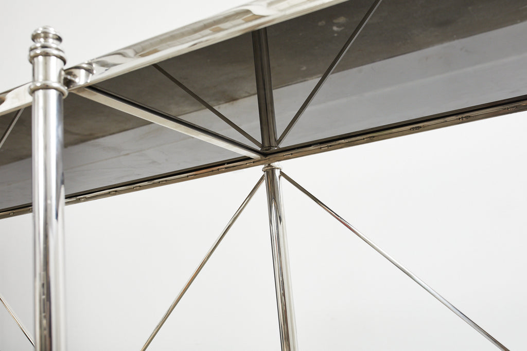 Neoclassical Style Two Shelf Nickel Plated Bookcase Console