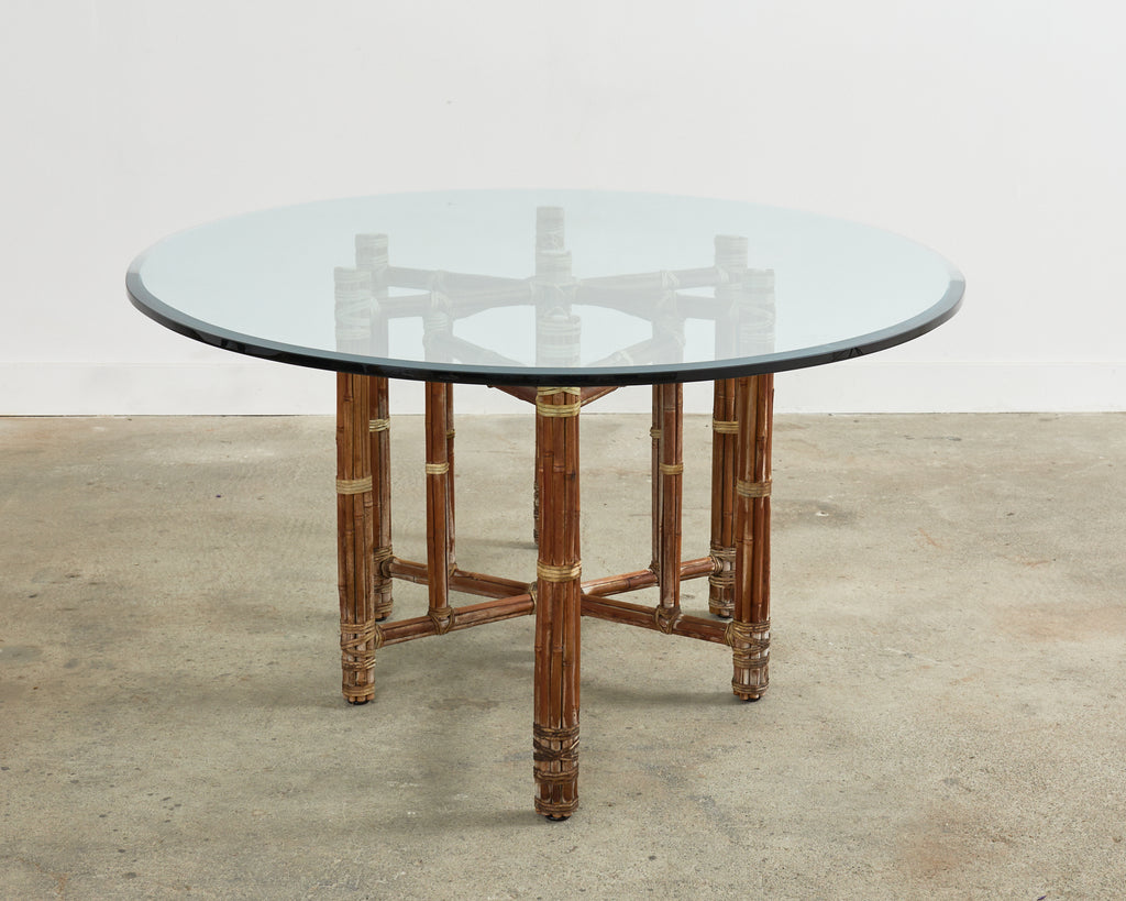 McGuire Organic Modern Oval Bamboo Rattan Dining Table