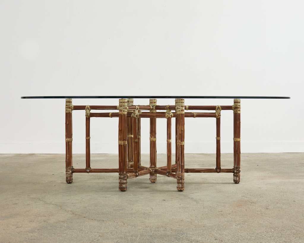 McGuire Organic Modern Oval Bamboo Rattan Dining Table