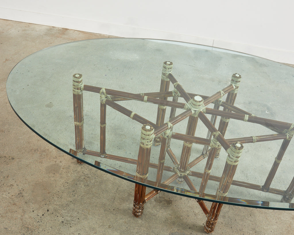 McGuire Organic Modern Oval Bamboo Rattan Dining Table