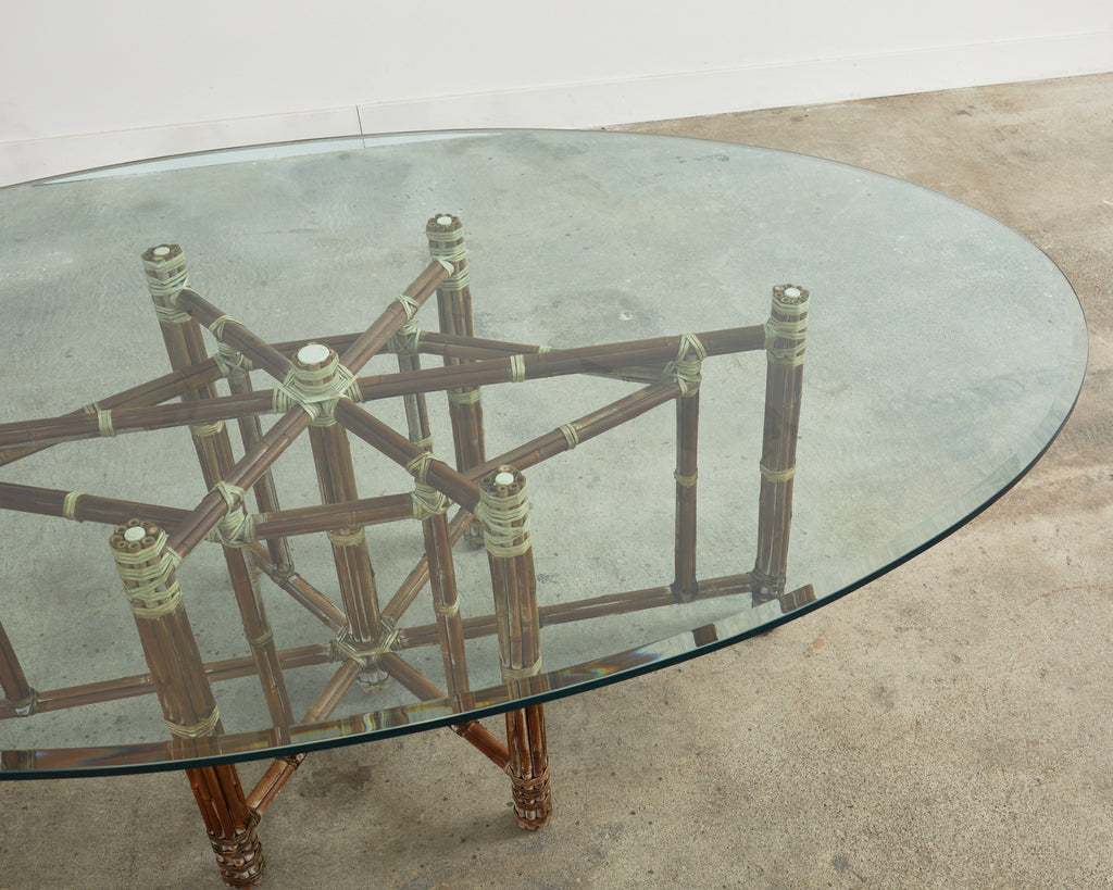 McGuire Organic Modern Oval Bamboo Rattan Dining Table