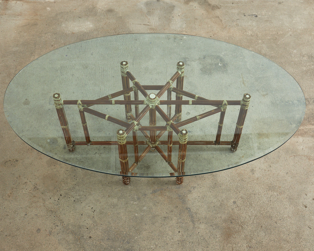 McGuire Organic Modern Oval Bamboo Rattan Dining Table