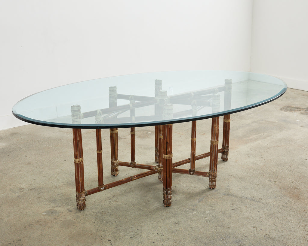 McGuire Organic Modern Oval Bamboo Rattan Dining Table