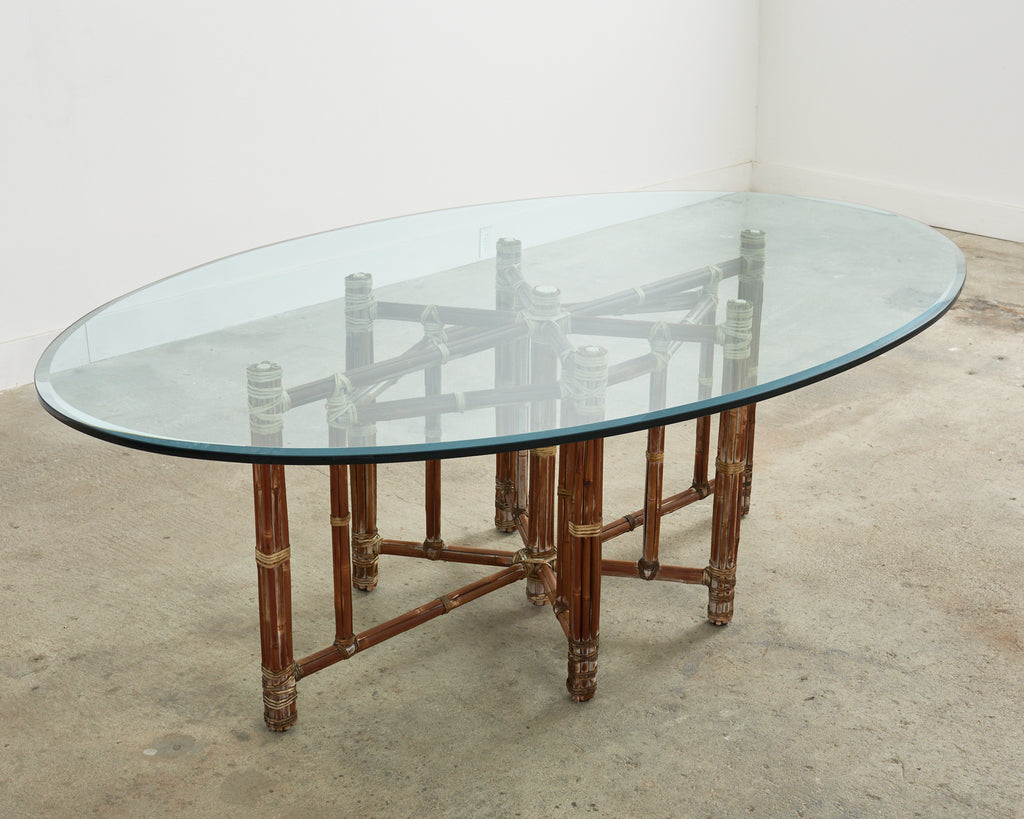 McGuire Organic Modern Oval Bamboo Rattan Dining Table