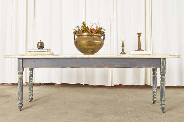 American Country Painted Pine Farmhouse Dining Table or Console
