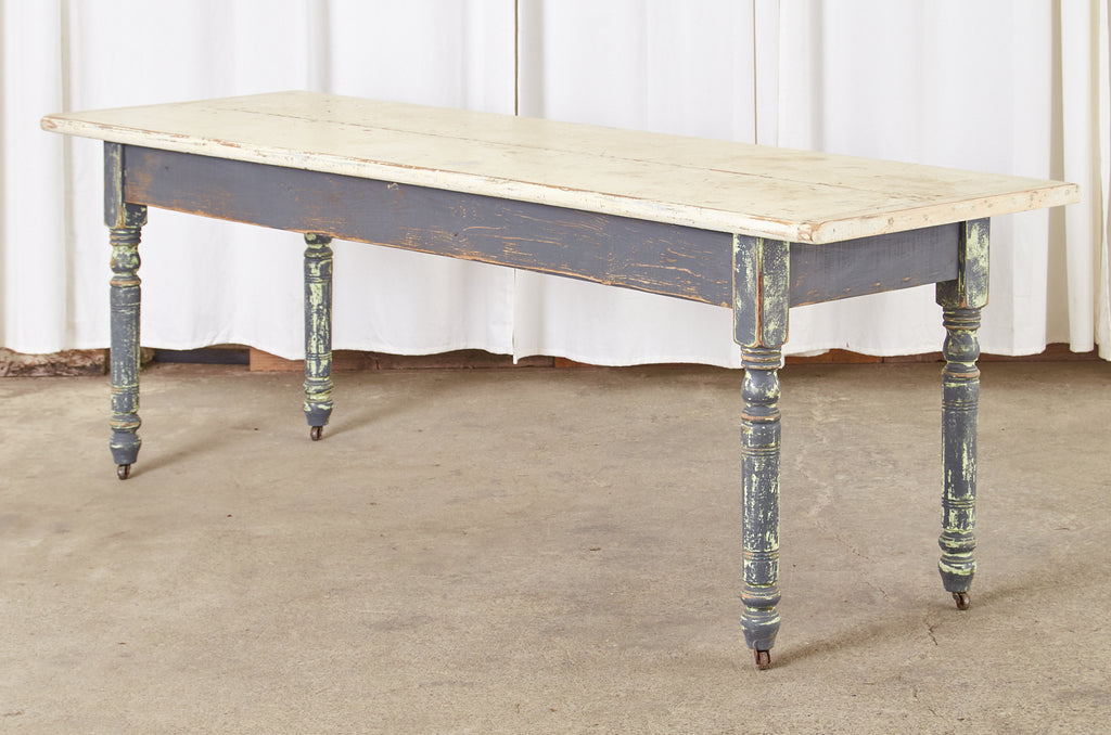 American Country Painted Pine Farmhouse Dining Table or Console