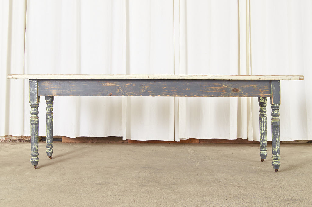American Country Painted Pine Farmhouse Dining Table or Console