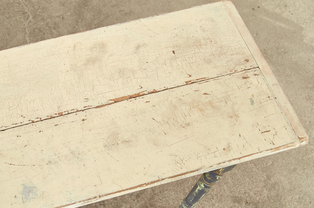 American Country Painted Pine Farmhouse Dining Table or Console