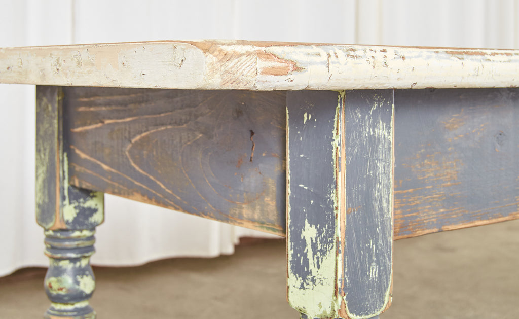 American Country Painted Pine Farmhouse Dining Table or Console