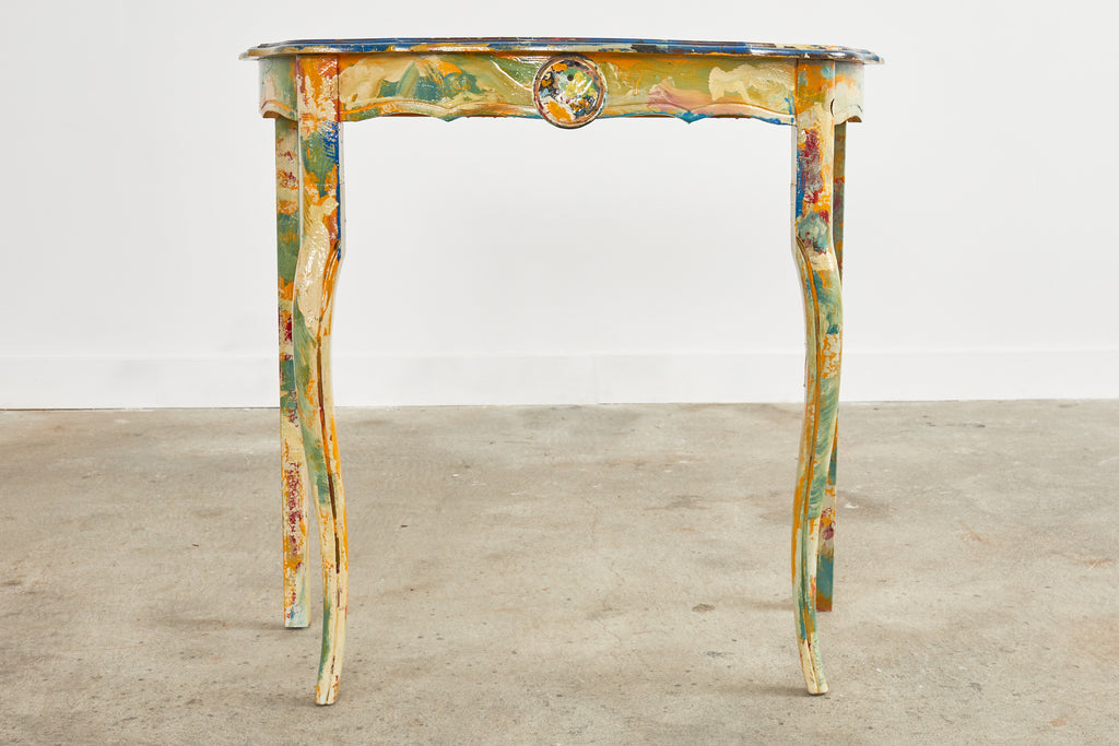 Pair of Demilunes or Center Table Painted by Ira Yeager