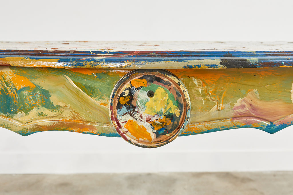 Pair of Demilunes or Center Table Painted by Ira Yeager