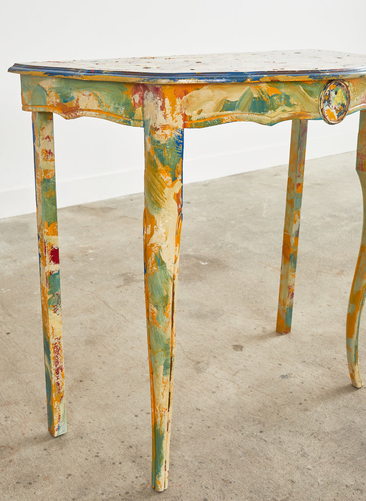 Pair of Demilunes or Center Table Painted by Ira Yeager