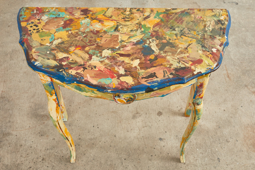 Pair of Demilunes or Center Table Painted by Ira Yeager