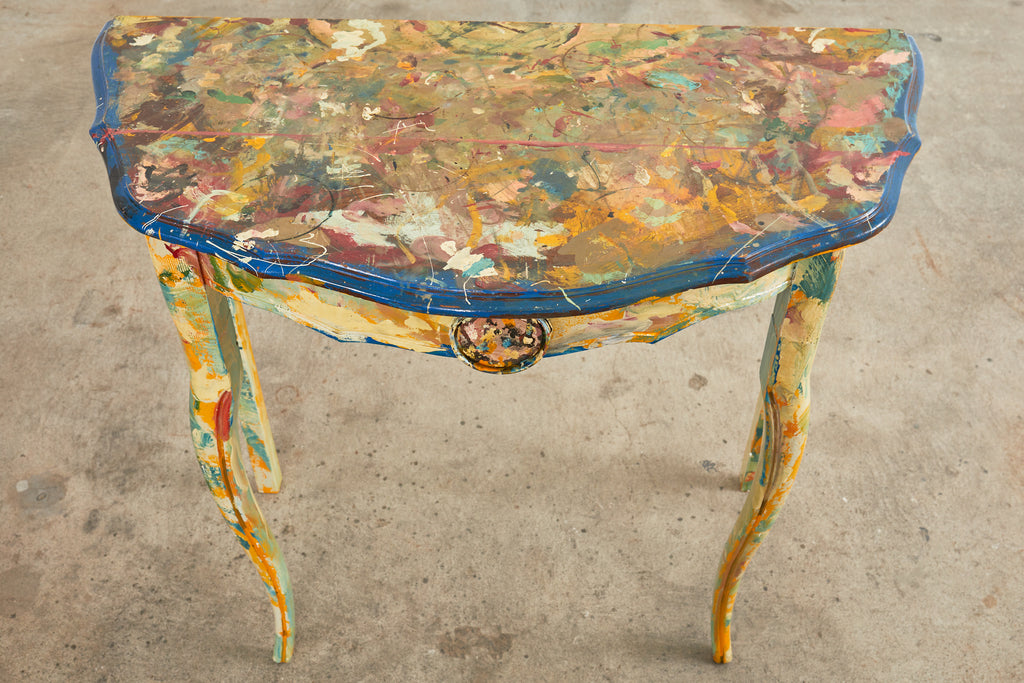 Pair of Demilunes or Center Table Painted by Ira Yeager