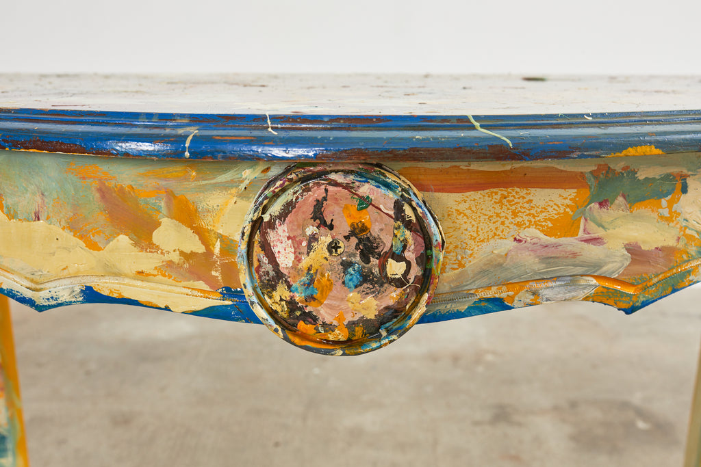 Pair of Demilunes or Center Table Painted by Ira Yeager