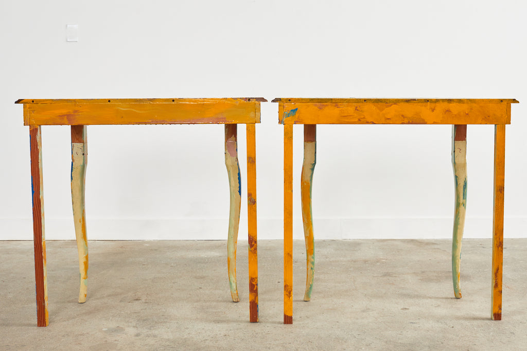 Pair of Demilunes or Center Table Painted by Ira Yeager