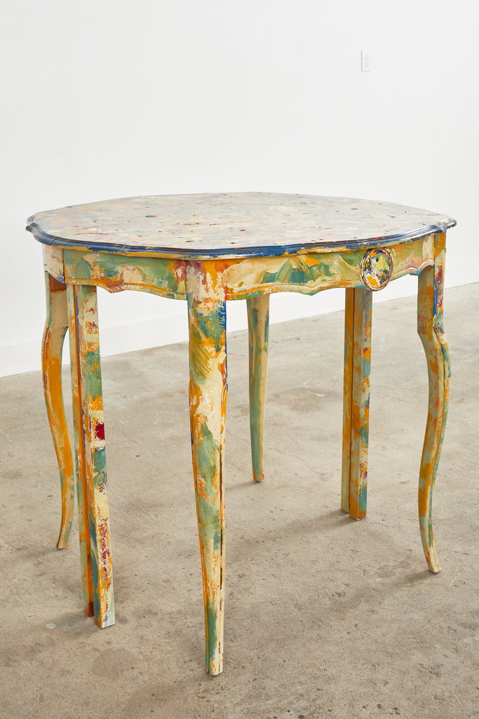 Pair of Demilunes or Center Table Painted by Ira Yeager