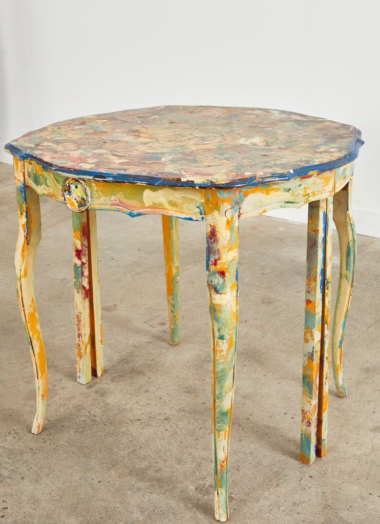 Pair of Demilunes or Center Table Painted by Ira Yeager
