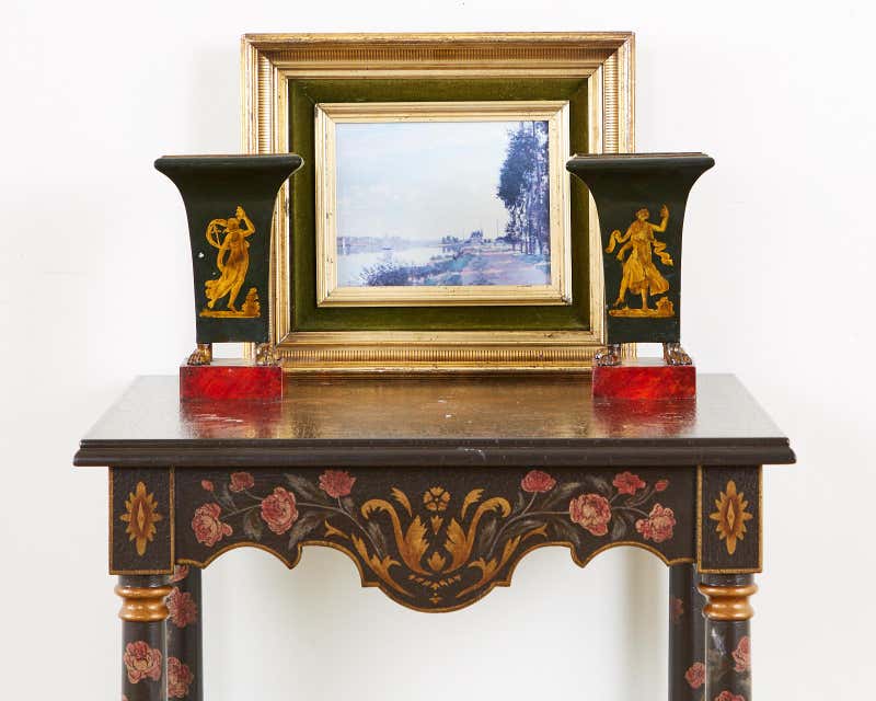 Pair of French Neoclassical Directoire Style Tole Vases