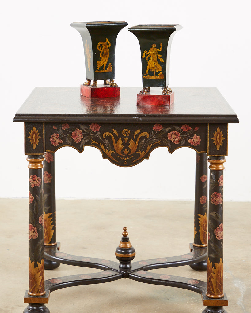 Pair of French Neoclassical Directoire Style Tole Vases