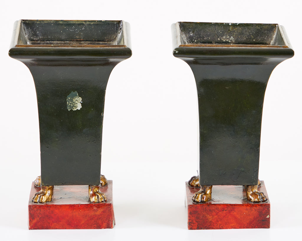 Pair of French Neoclassical Directoire Style Tole Vases