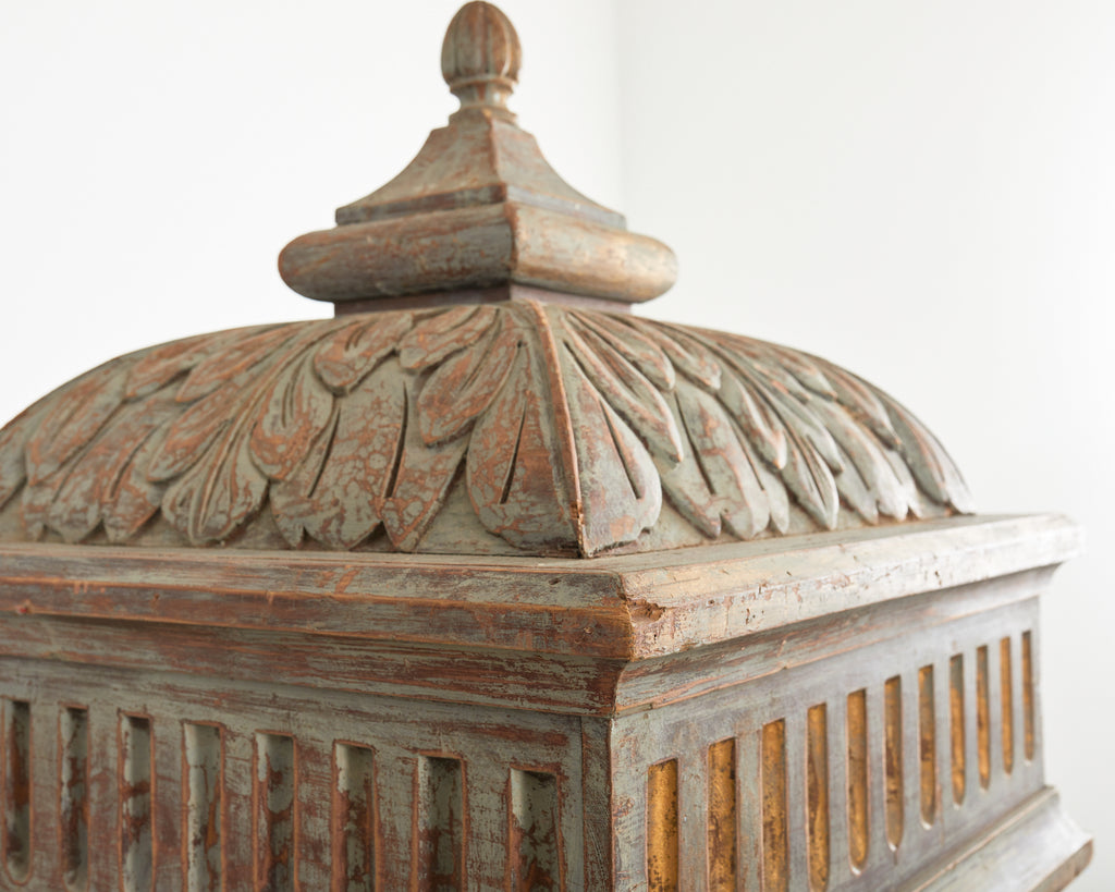 Pair of Italian Painted Altar Display Pedestal Vitrines