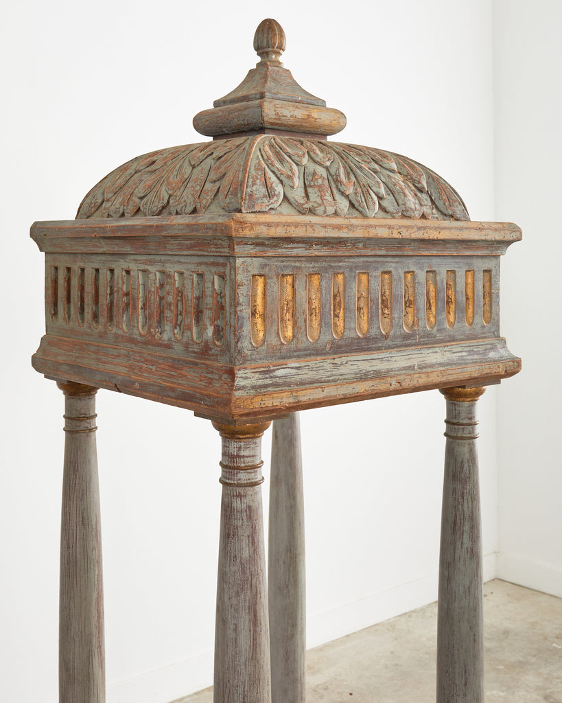 Pair of Italian Painted Altar Display Pedestal Vitrines