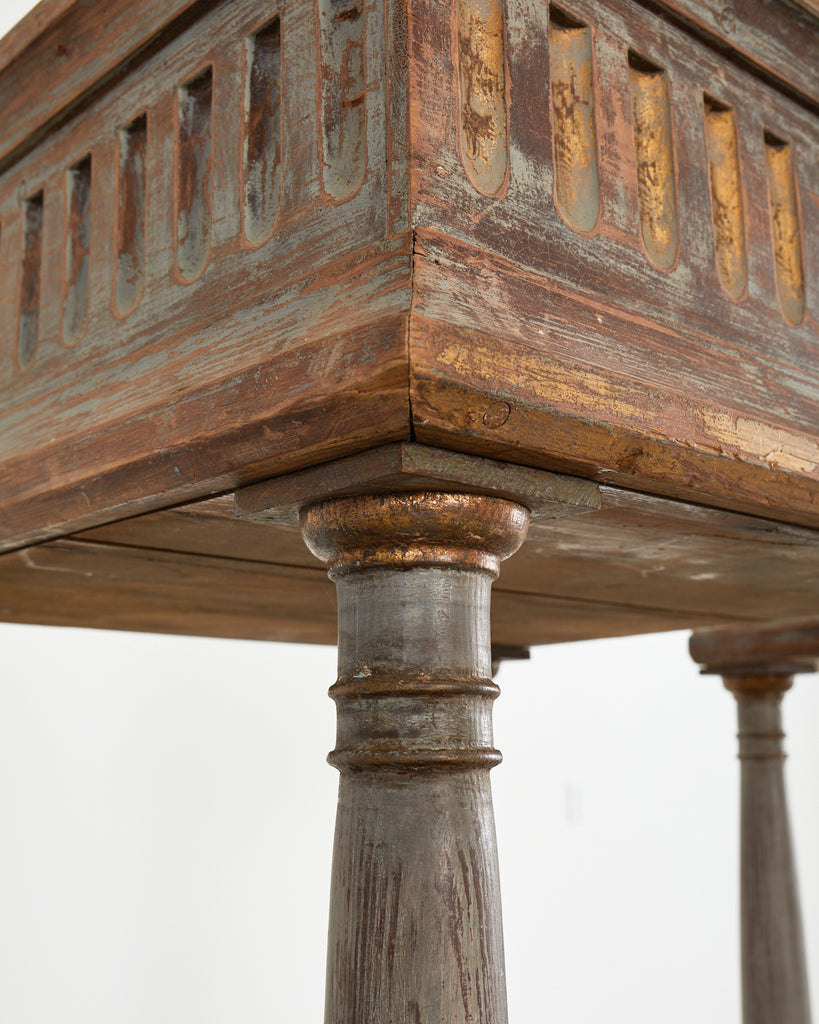 Pair of Italian Painted Altar Display Pedestal Vitrines