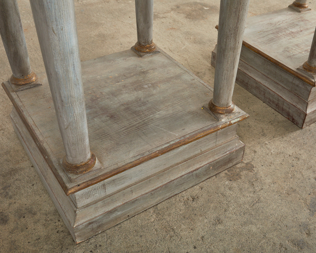 Pair of Italian Painted Altar Display Pedestal Vitrines