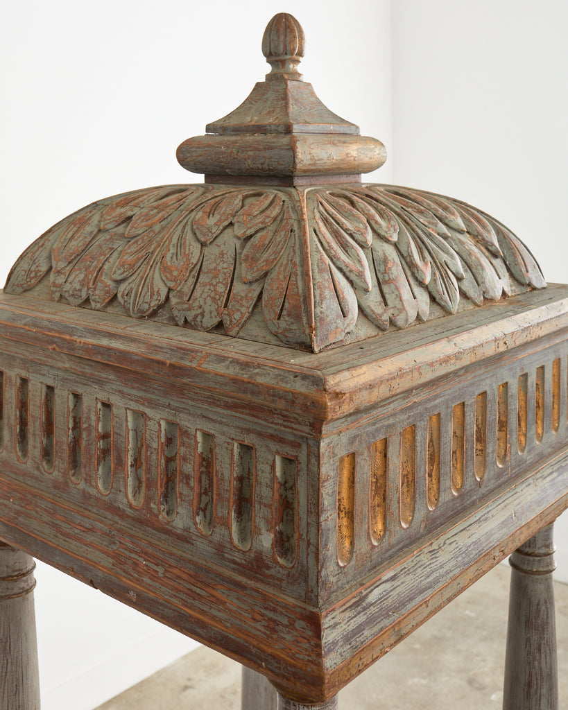 Pair of Italian Painted Altar Display Pedestal Vitrines