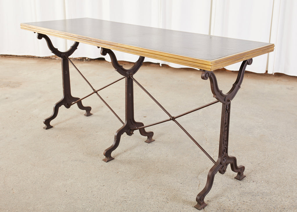 Pair of French Art Nouveau Style Triple Pedestal Bistro Tables