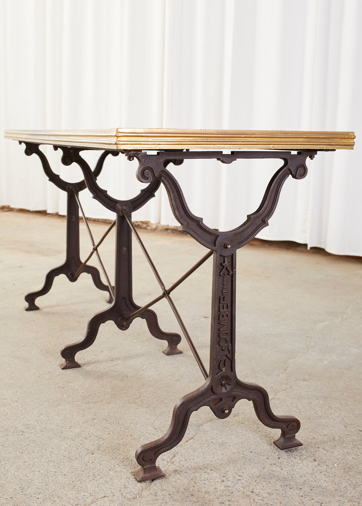 Pair of French Art Nouveau Style Triple Pedestal Bistro Tables