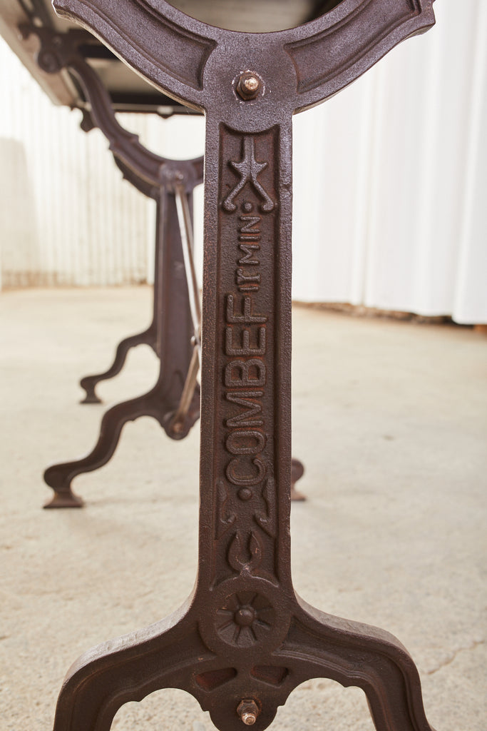 Pair of French Art Nouveau Style Triple Pedestal Bistro Tables