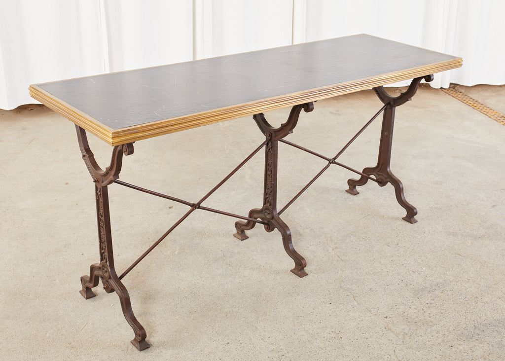 Pair of French Art Nouveau Style Triple Pedestal Bistro Tables